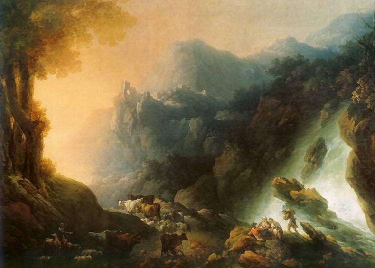The mountain scenery from waterfall, Franciszek Ksawery Lampi